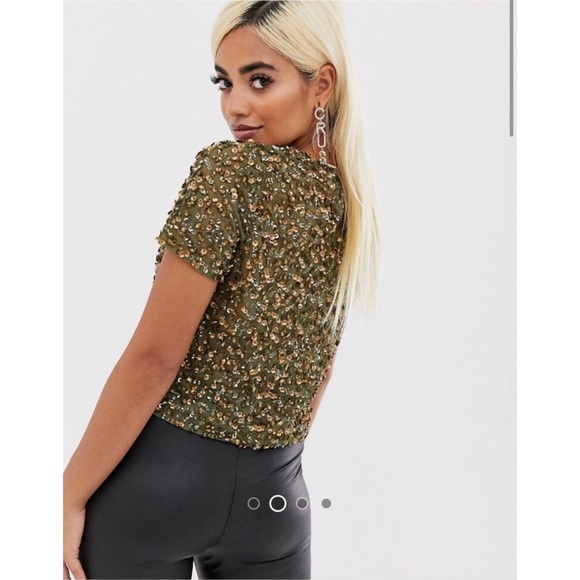 ASOS Cropped Sequin Embellished Top - Picture 3 of 10